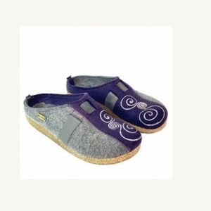 Haflinger Boiled Wool Clogs Magic Purple & Gray Slip On Women’s Size 41 / US 10